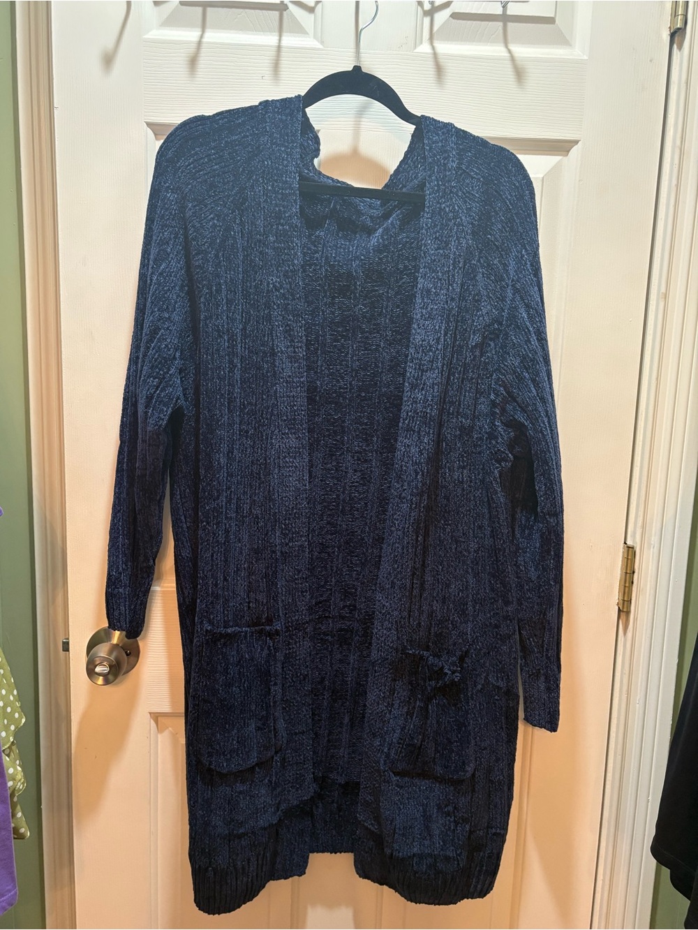 Cardigan , XL, navy velour